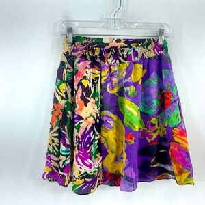 Maeve Anthropologie Silk Floral Watercolors Skirt